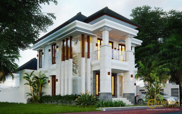 Desain Tampak Depan Rumah Villa Bali 2 Lantai Bapak Rudi di Batam