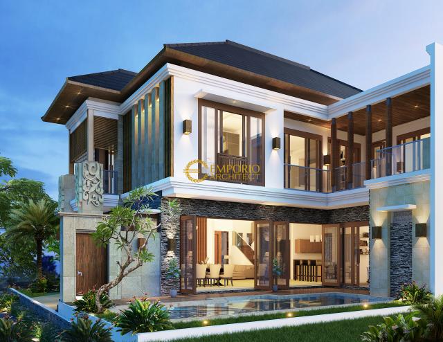 Desain Rumah Villa Bali 2 Lantai Ibu PNK di Bekasi