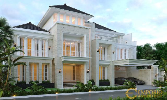 Desain Tampak Depan Rumah Classic 3 Lantai Bapak Binsar di Bekasi, Jawa Barat