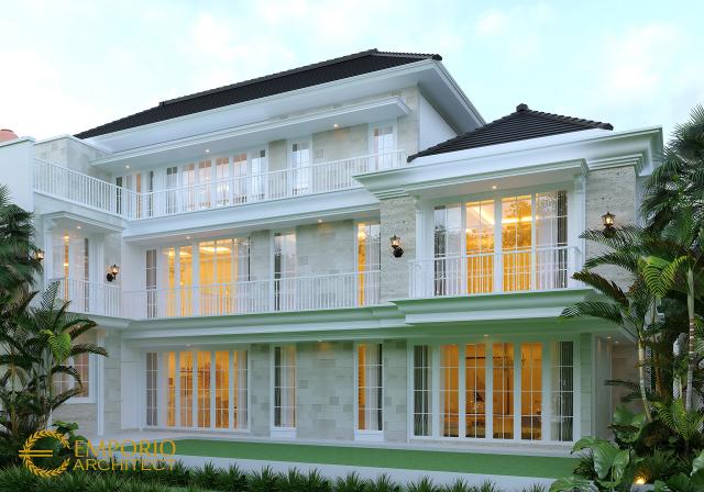 Desain Tampak Belakang Rumah Classic 3 Lantai Bapak Binsar di Bekasi, Jawa Barat