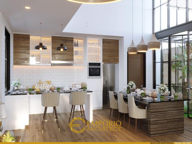 Desain Ruang Makan dan Dapur Rumah Modern Industrial 3 Lantai Ibu Indri di Bekasi, Jawa Barat