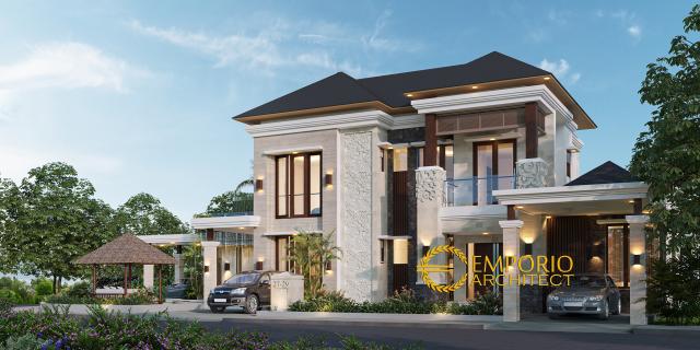 Desain Tampak Depan Rumah Villa Bali 2 Lantai Bapak Novi di Bekasi, Jawa Barat