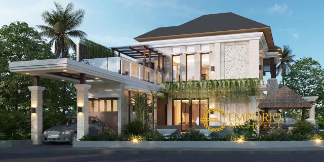 Desain Tampak Samping Rumah Villa Bali 2 Lantai Bapak Novi di Bekasi, Jawa Barat