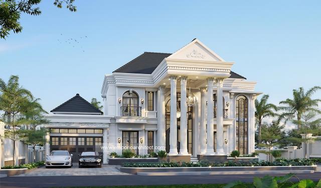 Gambar 1 Desain Rumah Classic 2 Lantai Bapak Alex di  Bengkulu