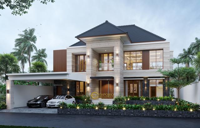 Desain Tampak Depan Rumah Modern 2 Lantai Bapak Heri Agung di Blora, Jawa Tengah