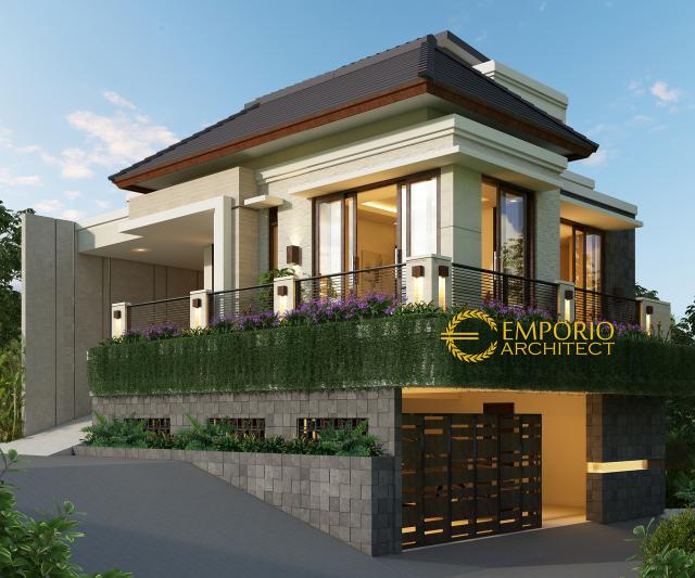 Desain Tampak Samping Rumah Villa Bali 3 Lantai Bapak Ilham di Bogor, Jawa Barat