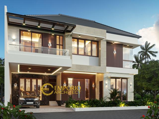 Desain Tampak Depan Rumah Modern 2 Lantai Ibu Kiki di Bogor, Jawa Barat