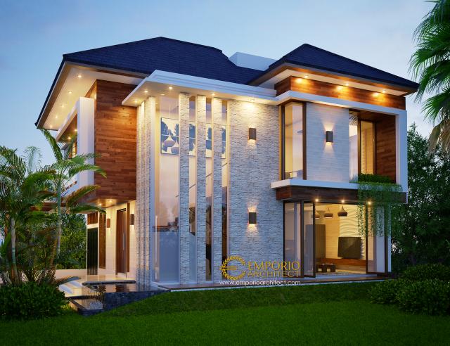 Desain Tampak Belakang Rumah Modern 2 Lantai Ibu Andika di BSD, Tangerang, Banten