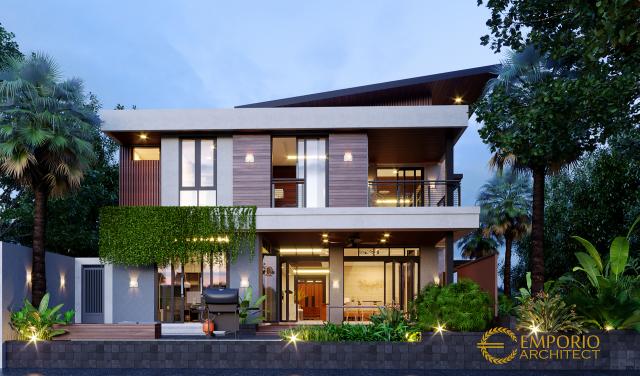 Desain Tampak Belakang Residence Modern 3 Lantai Mr. S di BSD, Tangerang Selatan, Banten