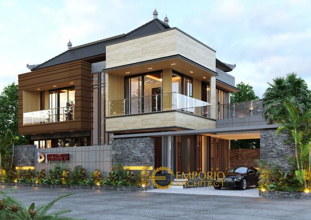 Desain Tampak Depan Kantor dan Rumah Modern 2 Lantai Bapak Didik Firmansyah di Buleleng, Bali