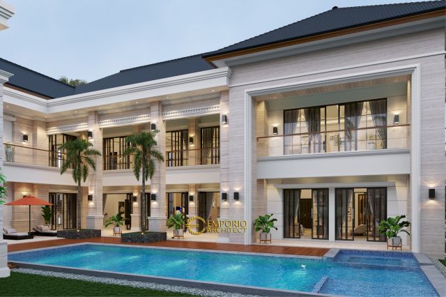 Desain Rumah Classic 2 Lantai Ibu Diana di Cibubur, Ciracas, Jakarta Timur