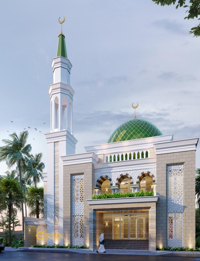 Desain Tampak Depan Masjid Classic 2 Lantai Bapak Nasrul di Cikarang, Bekasi