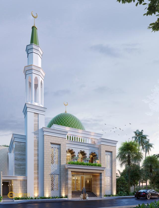 Desain Tampak Depan 2 Masjid Classic 2 Lantai Bapak Nasrul di Cikarang, Bekasi