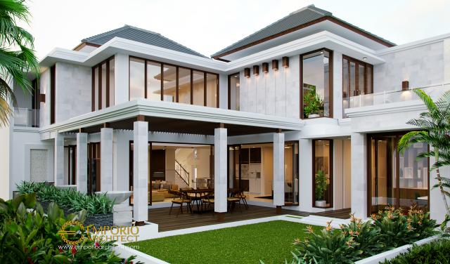 Desain Tampak Belakang Rumah Villa Bali 2 Lantai Bapak Andi di Cikarang, Bekasi