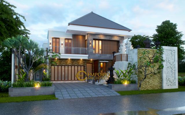 Desain Exterior Rumah Villa Bali 2 Lantai Bapak Nyoman Joni di Denpasar, Bali