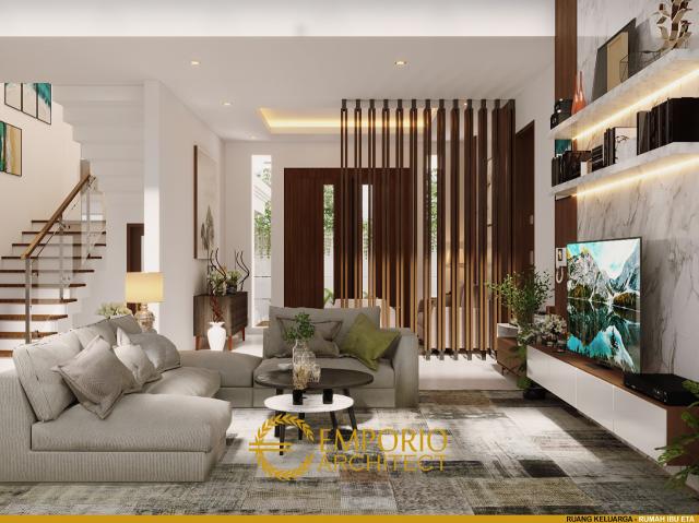 Desain Ruang Keluarga Rumah Modern 2 Lantai Ibu Eta di Denpasar, Bali