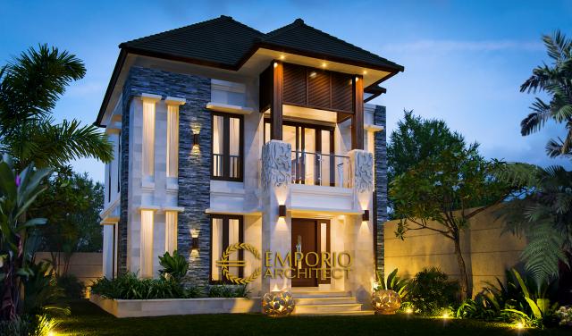 Desain Exterior Rumah Villa Bali 2 Lantai Bapak Restu di Denpasar