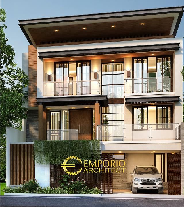 Desain Tampak Depan Rumah Modern 3 Lantai Ibu Sunny di Depok, Jawa Barat