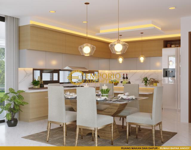 Desain Ruang Makan dan Dapur Rumah Modern 3 Lantai Bapak Anggi di Depok, Jawa Barat