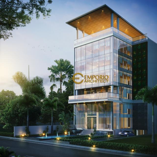 Desain Exterior 1 Office Modern 7 Lantai Bapak Jafar di Jakarta