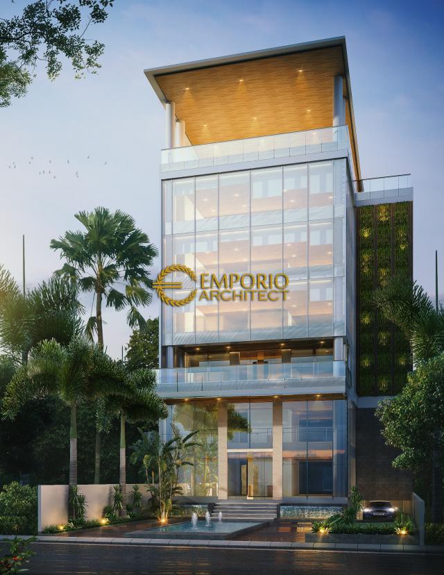 Desain Exterior 2 Office Modern 7 Lantai Bapak Jafar di Jakarta