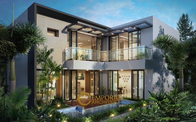 Desain Tampak Belakang Rumah Modern 2 Lantai Bapak Agung Budi di Jakarta