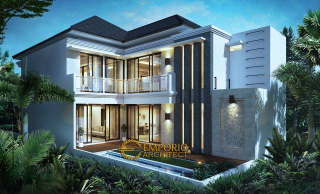 Desain Tampak Belakang Rumah Villa Bali 2 Lantai Bapak Aji di Jakarta