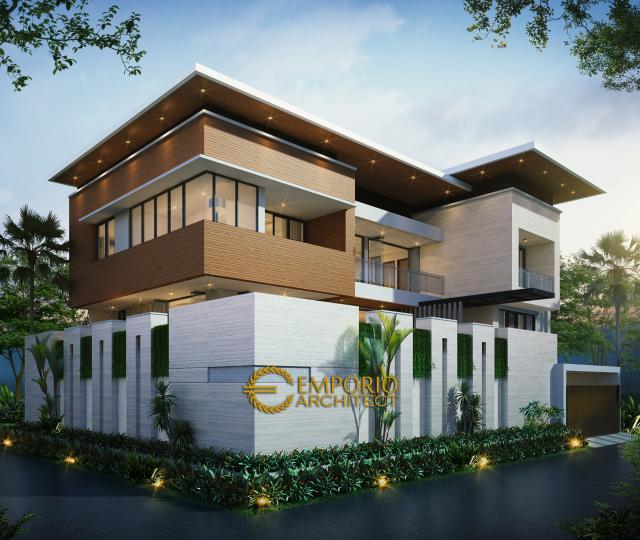 Desain Tampak Samping Rumah Modern 2 Lantai Bapak Alex II di Jakarta