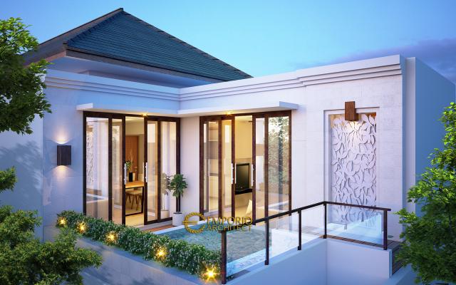 Desain Tampak Belakang Rumah Villa Bali 2 Lantai Bapak Chaerul di Jakarta