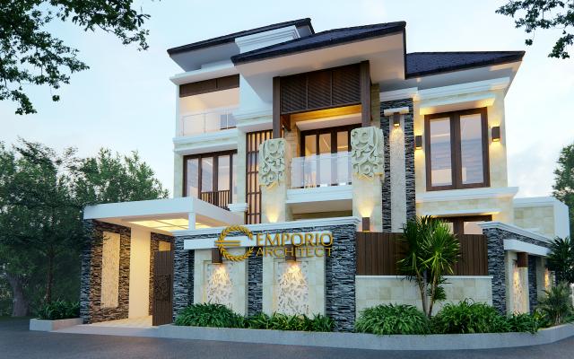 Desain Exterior Rumah Villa Bali 3 Lantai Bapak Djarot di Jakarta