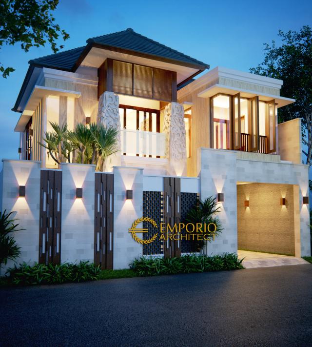 Desain Tampak Depan Rumah Villa Bali 2 Lantai Bapak Donald di Papua