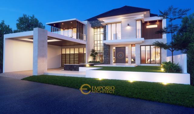 Desain Rumah Modern 2 Lantai Bapak Edo di Lampung - Tampak Depan Tanpa Pagar