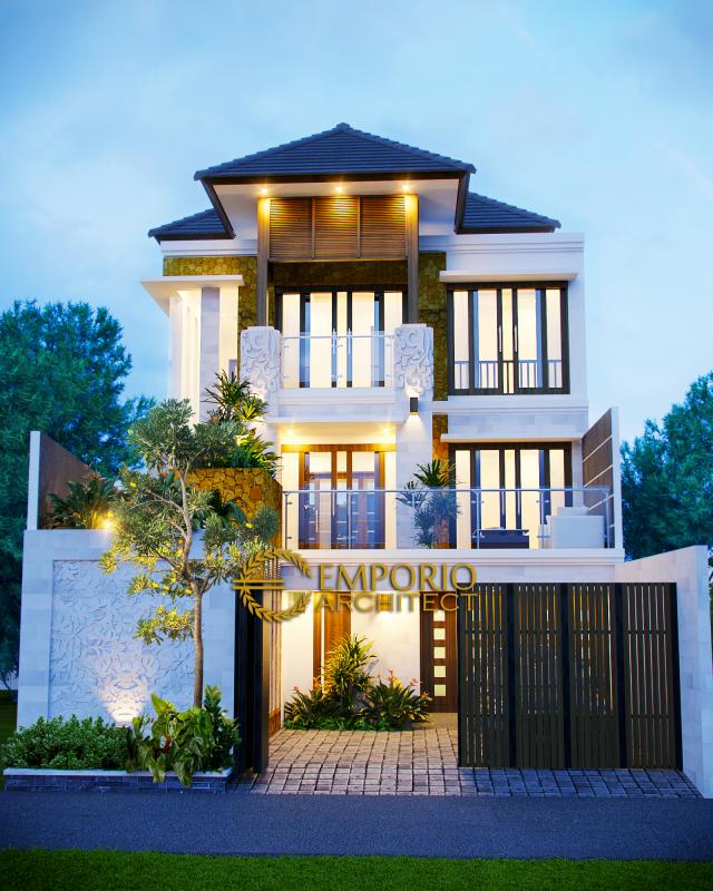 Desain Exterior Rumah Villa Bali 3 Lantai Bapak Ellias di Jakarta