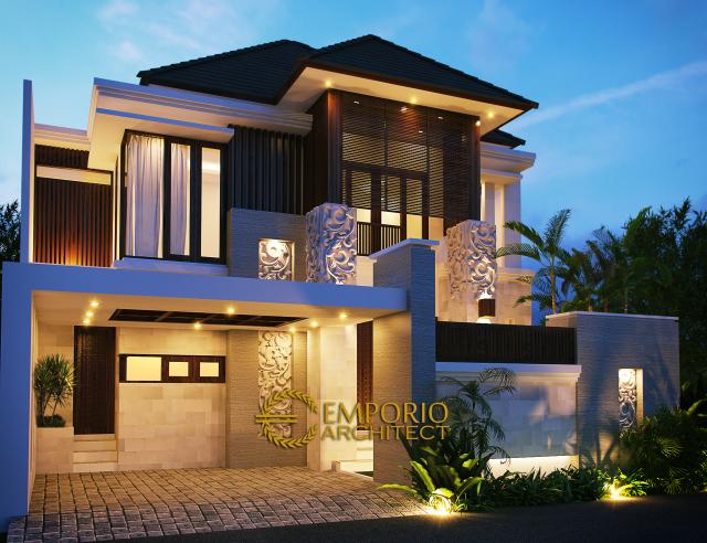 Desain Exterior Rumah Villa Bali 2 Lantai Bapak Fitri Hendarto di Bontang, Kaltim