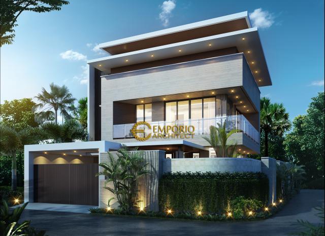 Desain Tampak Depan Rumah Hook Modern 3 Lantai Bapak Frits di Makassar