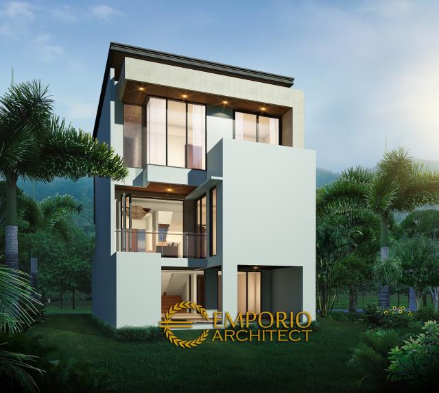 Desain Tampak Belakang Rumah Modern 3 Lantai Bapak Harry di Malang, Jawa Timur