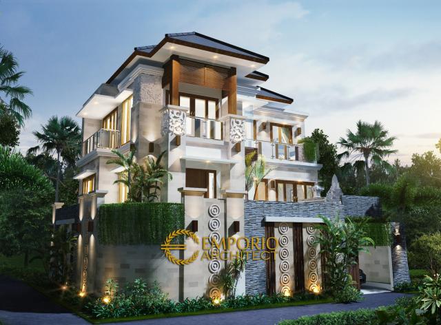 Desain Exterior 2 Rumah Villa Bali 3 Lantai Bapak Harta di Denpasar, Bali