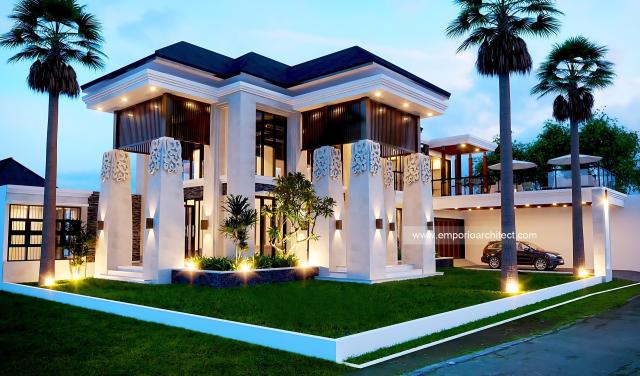 Desain Rumah Villa Bali 2 Lantai Bapak Herry di Bogor, Jawa Barat