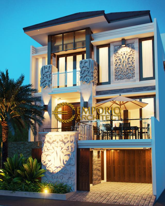 Desain Exterior Rumah Villa Bali 3 Lantai Bapak Joko di Jakarta