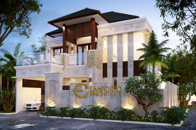 Desain Tampak Depan Rumah Villa Bali 2 Lantai Bapak Jose di Bekasi, Jawa Barat