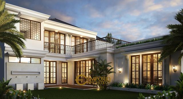 Desain Tampak Belakang Rumah Classic 2 Lantai Bapak Kusno di Depok, Jawa Barat