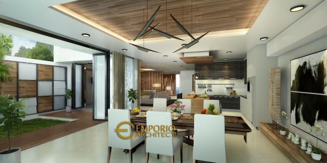 Desain Ruang Makan Rumah Modern 3 Lantai Bapak Kris di Bogor