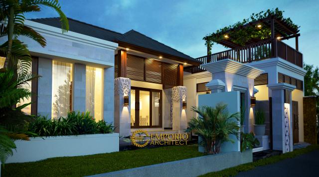 Desain Exterior 2 Rumah Villa Bali 1 Lantai Bapak Krisna di Kerobokan, Badung