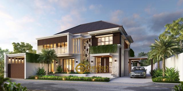 Desain Tampak Depan Rumah Villa Bali 2 Lantai Bapak Muhajir di Aceh