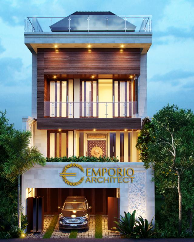 Desain Exterior 2 Rumah Villa Bali 3 Lantai Bapak Noga di Jakarta