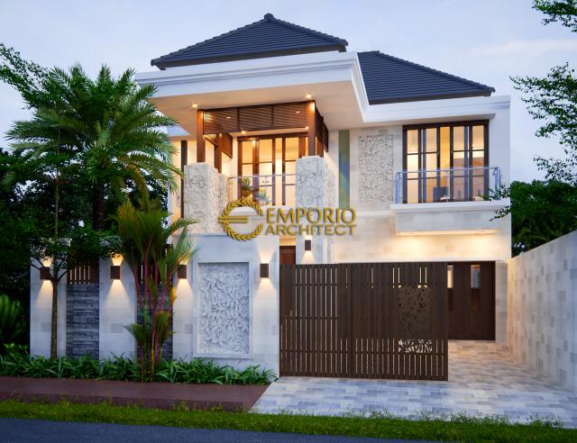 Desain Exterior Rumah Villa Bali 2 Lantai Bapak Soeharmin II di Semarang, Jawa Tengah