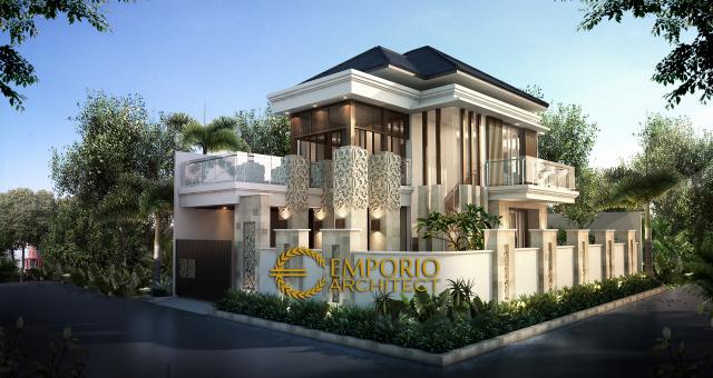 Desain Exterior Rumah Hook Villa Bali 2 Lantai Bapak Syafari di Jakarta