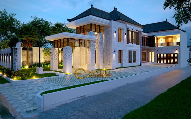 Desain Exterior 1 Rumah Villa Bali 2 Lantai Bapak Tantra di Medan