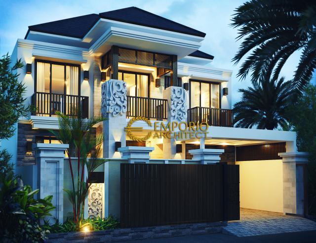 Desain Exterior Rumah Villa Bali 2 Lantai Bapak Tony di Jakarta