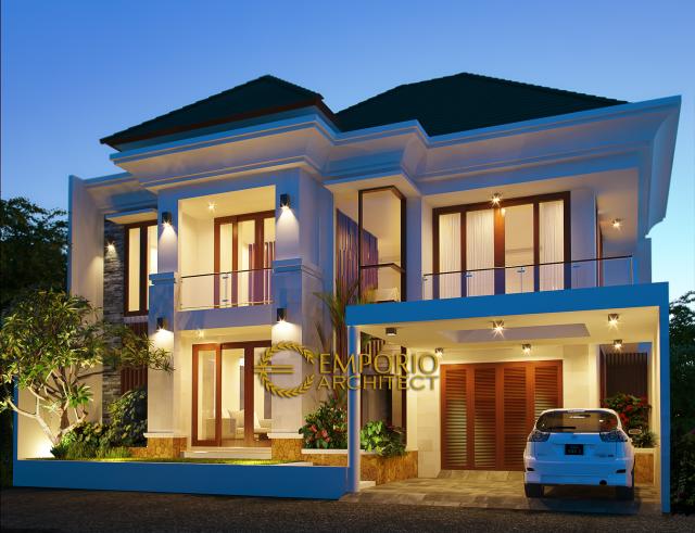 Desain Exterior 1 Rumah Villa Bali 2 Lantai Ibu Anggi di Cirebon